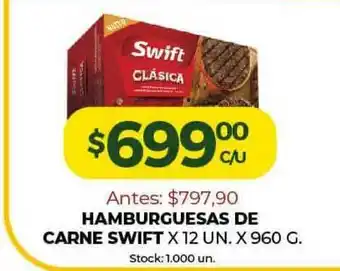 Super MAMI Hamburguesas De Carne Swift x12 un. x960 g oferta