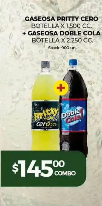 Super MAMI Gaseosa Pritty Cero + Gaseosa Doble Cola x1.500 cc oferta