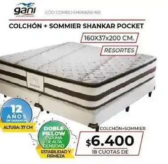 Gani Colchón + Sommier Shankar Pocket 160x37x200 cm