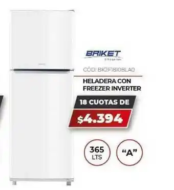 Novogar Briket Heladera Con Freezer Inverter 365 LTS oferta