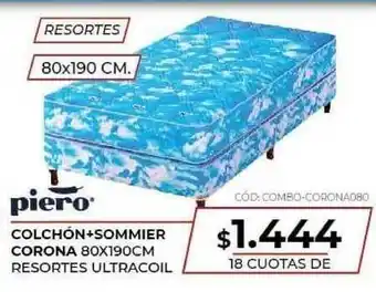 Novogar Piero Colchón+Sommier Corona 80x190cm 18 Cuotas De oferta