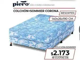 Novogar Piero Colchón+Sommier Corona 140x26x190cm 18 Cuotas De oferta