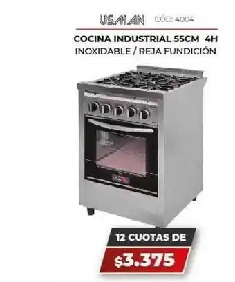 Novogar Usman Cocina Industrial 55CM 4H 12 Cuotas De oferta
