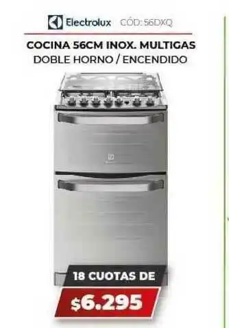 Novogar Electrolux Cocina 56CM Inox. Multigas 18 Cuotas De oferta