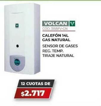 Novogar Volcan Calefón 14L Gas Natural oferta