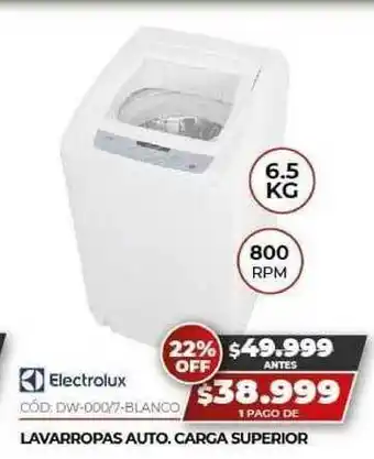 Electrolux Lavarropas Auto. Carga Superior 6.5kg 800RPM