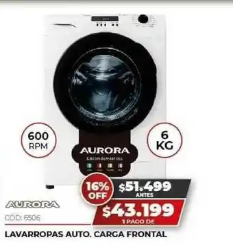 Novogar Aurora Lavarropas Auto. Carga Frontal 6kg 600RPM oferta