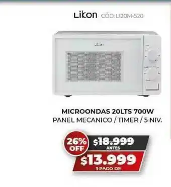 Novogar Likon Microondas 20LTS 700W oferta