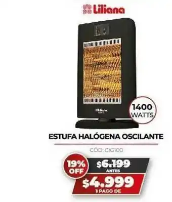 Novogar Liliana Estufa Halógena Oscilante 1400watts oferta