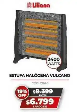 Novogar Liliana Estufa Halógena Vulcano 2400watts oferta