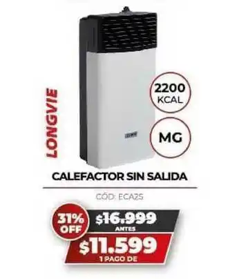Novogar Longvie Calefactor Sin Salida 2200kcal oferta