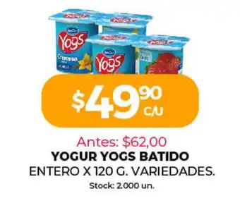 Supermercados Tadicor Yogur Yogs Batida Entero x 120 G. Variedades oferta