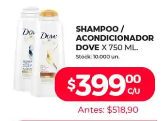 Supermercados Tadicor Shampoo / Acondicionador Dove x 750 ml oferta