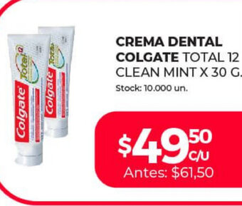 Supermercados Tadicor Crema Dental Colgate Total 12 Clean Mint x 30g oferta