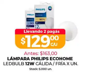 Supermercados Tadicor Lámpara Philips Ecohome LEdbulb 12w Cálida/ Fria x Un oferta