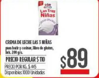 Supermercados Vea Crema de Leche Las 3 Niñas oferta