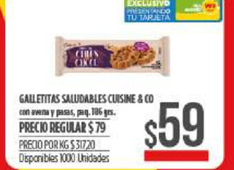 Supermercados Vea Galletitas Saludables Cuisine & Co oferta