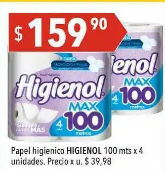 Hergo Papel Higienico Higienol 100 Mts x 4 unidades oferta