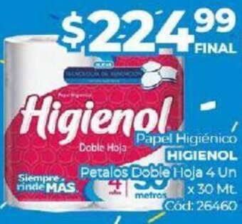 Diarco Higienol Papel Higiénico Petalos Doble Hoja 4 un x 30 Mt. oferta