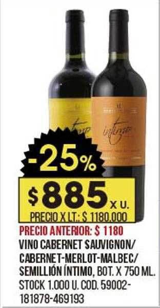 Coto Vino Cabernet Sauvignon-cabernet-merlot-malbec-semillión íntimo oferta