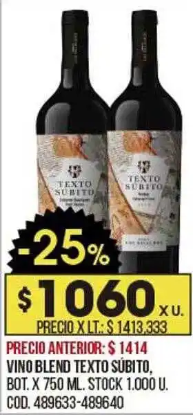 Coto Vino Blend Texto Súbito oferta