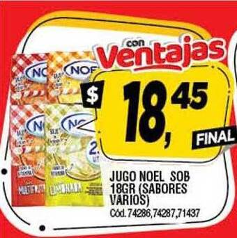 Supermercados Yaguar Jugo Noel Sob 18gr Sabores Varios oferta
