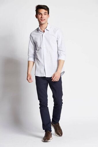 Macowens Camisa de vestir estampada fit blanca oferta