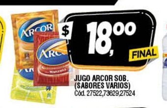 Supermercados Yaguar Jugo Arcor Sob. (Sabores Varios) oferta