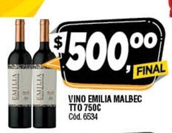 Supermercados Yaguar Vino Emilia Malbec Tto 750 c oferta