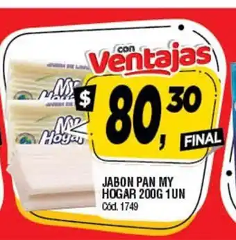 Supermercados Yaguar My Hogar Jabon Pan 200g 1Un oferta