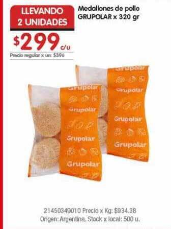 Disco Medallones De Pollo Grupolar oferta
