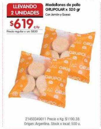 Disco Medallones De Pollo Grupolar oferta