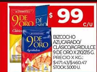 Supermercados DIA Bizcocho Azucarado Clásico Agridulce 9 De Oro oferta