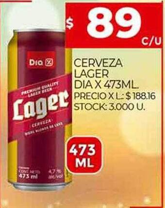 Supermercados DIA Cerveza Lager Dia oferta