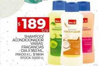 Supermercados DIA Shampoo Acondicionador Varias Fragancias Dia oferta