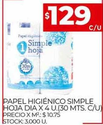 Supermercados DIA Papel Higiénico Simple Hoja Dia oferta
