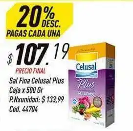 Supermercados Comodin Sal Fina Celusal Plus Caja oferta