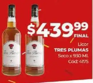 Diarco Licor Tres Plumas Seco oferta