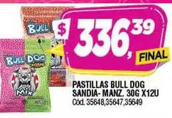 Supermercados Yaguar Pastillas Bull Dog Sandia-manz oferta