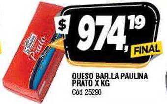 Supermercados Yaguar Queso Bar.la Paulina Prato X Kg oferta