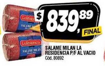 Supermercados Yaguar Salame Milan La Residencia P-f Al Vacio oferta