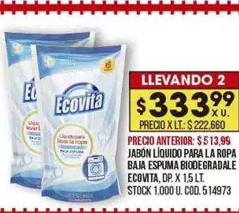 Coto Jabón Líquido Para La Ropa Baja Espuma Biodegradale Ecovita oferta