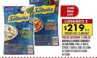 Coto Ravioles Varios Sabores La Salteña oferta