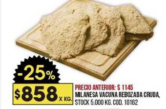 Coto Milanesa Vacuna Rebozada Cruda oferta
