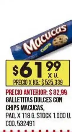 Coto Galletitas Dulces Con Chips Macucas oferta