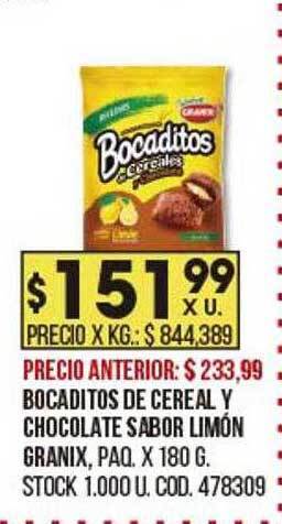 Coto Bocaditos De Cereal Y Chocolate Sabor Limón Granix oferta