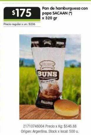 Jumbo Pan De Hamburguesa Con Papa Sacaan oferta