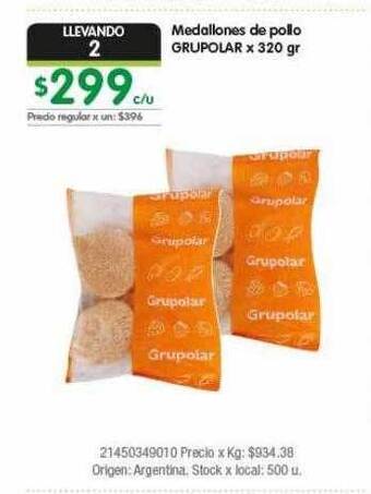 Jumbo Medallones De Pollo Grupolar oferta