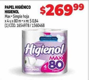 Makro Papel Higiénico Higienol Max Simple Hoja oferta
