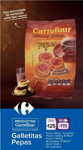 Carrefour Carrefour Galletitas Pepas bolsa x 300g oferta
